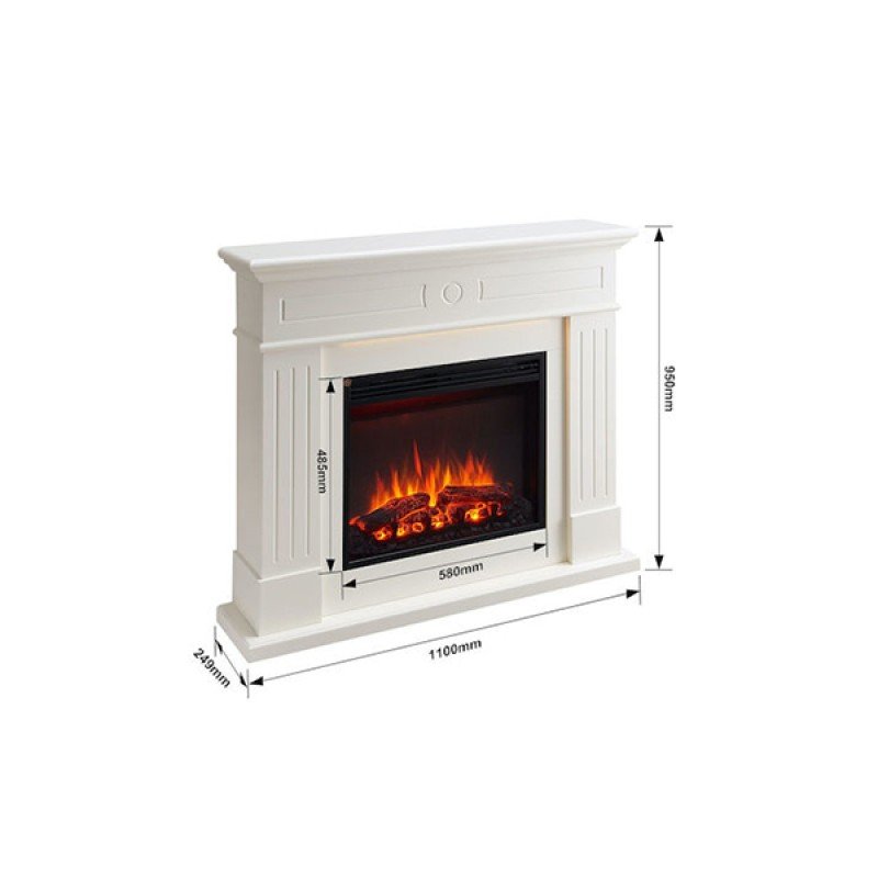Richen Leandros Επιδαπέδιο Ηλεκτρικό Τζάκι 2000W 110x95cm Λευκό (3 άτοκες δόσεις)