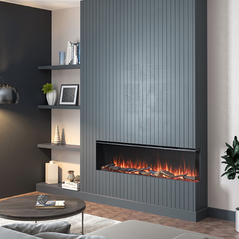 Richen 3D Insert 133 Επιτοίχιο Ηλεκτρικό Τζάκι 2000W 140x29x59 Μαύρο (3 άτοκες δόσεις)