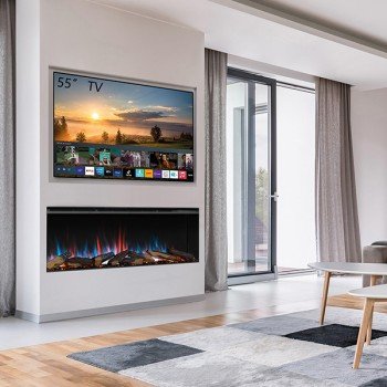 Richen 3D Insert 133 Επιτοίχιο Ηλεκτρικό Τζάκι 2000W 140x29x59 Μαύρο (3 άτοκες δόσεις)