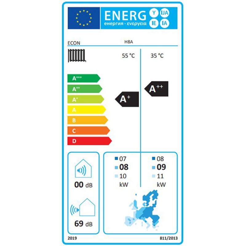 Econ Hero R410A H8A Μονοφασική Αντλία Θερμότητας 60°C Monoblock Inverter A++ Ψύξης-Θέρμανσης & Ζ.Ν.Χ 11.5Kw  (3 άτοκες δόσεις)