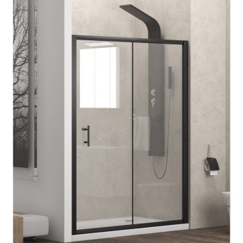 Karag FLORA 500 Black Καμπίνα από τοίχο σε τοίχο με διάφανο κρύσταλλο 100x190cm