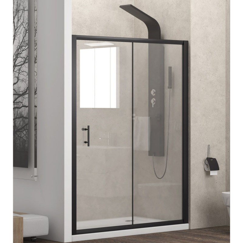 Karag FLORA 500 Black Καμπίνα από τοίχο σε τοίχο με διάφανο κρύσταλλο 100x190cm