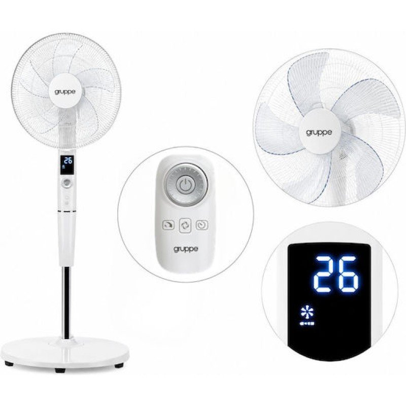 Ανεμιστήρας Ορθοστάτης Gruppe FS40-15ARB DC White 40cm 30W Με R/C Ανεμιστήρας Ορθοστάτης Gruppe FS40-15ARB DC White 40cm 30W Με R/C