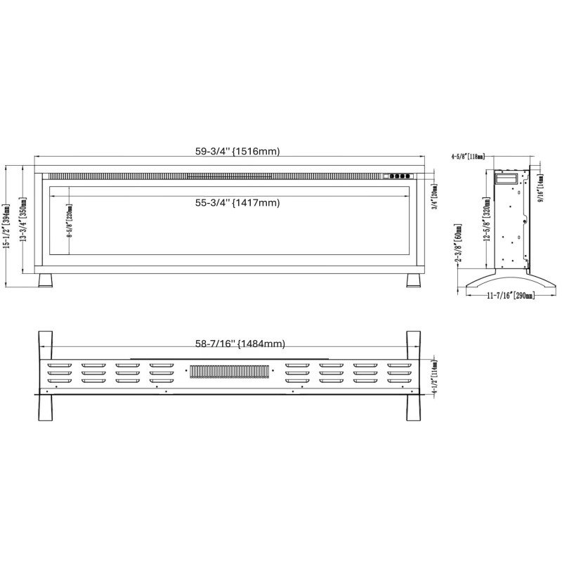 Hitense Notting Hill-60 Επιτοίχιο Ηλεκτρικό Τζάκι 1800W 151.6x11.8cm Γκρι Hitense Notting Hill-60 Επιτοίχιο Ηλεκτρικό Τζάκι 1800W 151.6x11.8cm Γκρι