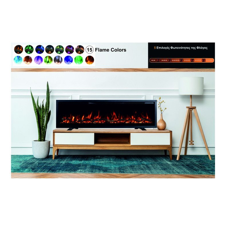 Hitense Notting Hill-60 Επιτοίχιο Ηλεκτρικό Τζάκι 1800W 151.6x11.8cm Γκρι Hitense Notting Hill-60 Επιτοίχιο Ηλεκτρικό Τζάκι 1800W 151.6x11.8cm Γκρι