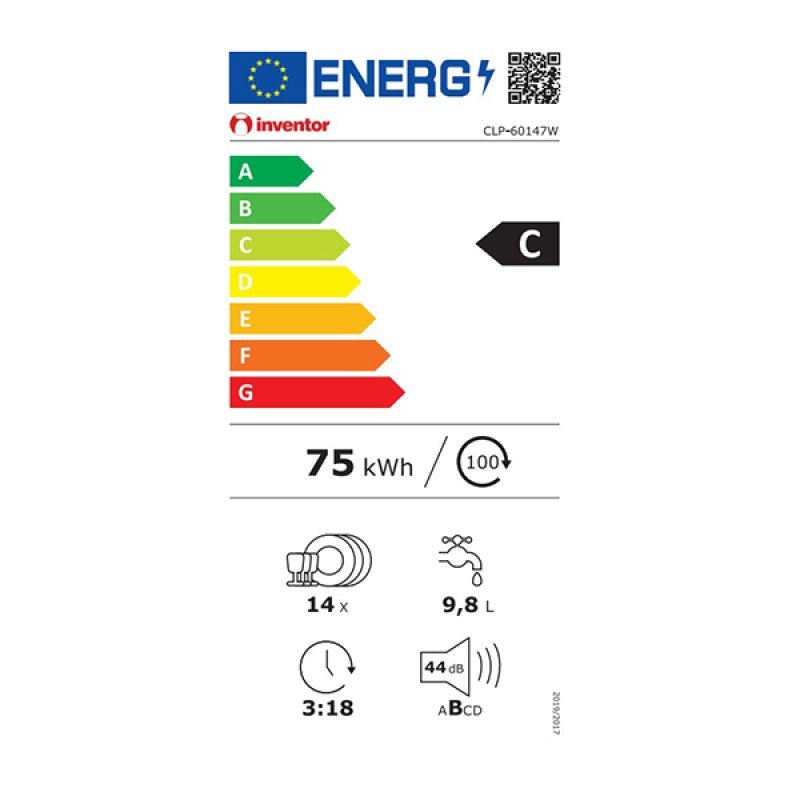 Inventor CLP-60147W Ελεύθερο Πλυντήριο Πιάτων για 14 Σερβίτσια Π60xY85εκ. Λευκό (3 άτοκες δόσεις)