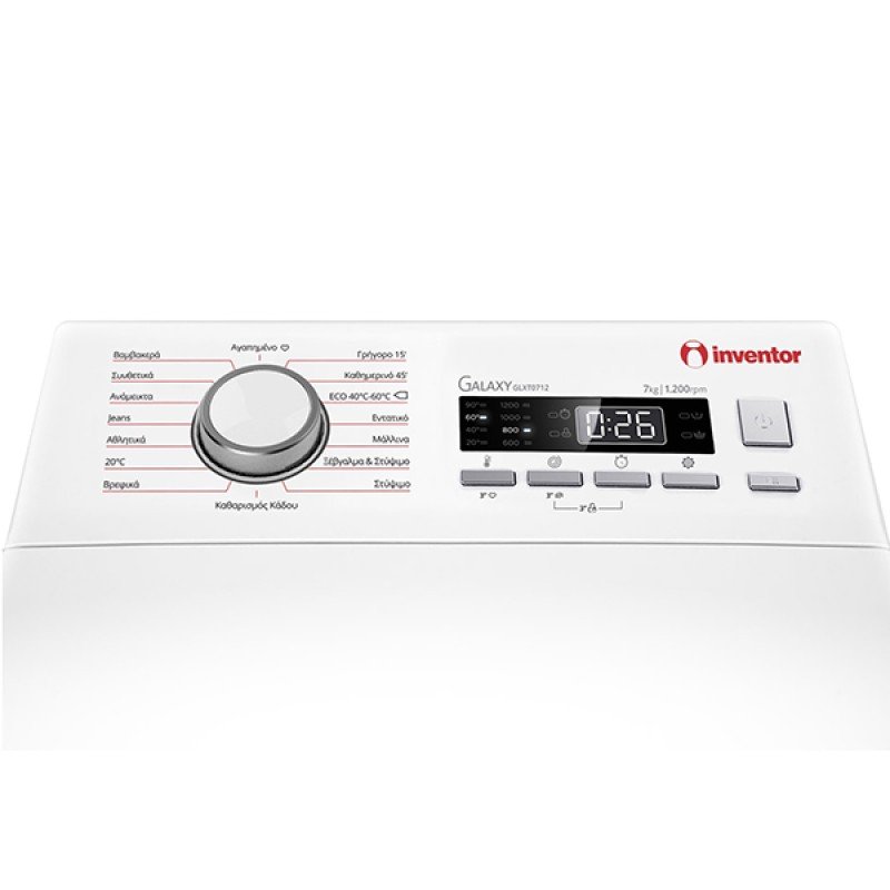 Inventor GLXT0712 Πλυντήριο Ρούχων Άνω Φόρτωσης 7kg 1200 Στροφών 