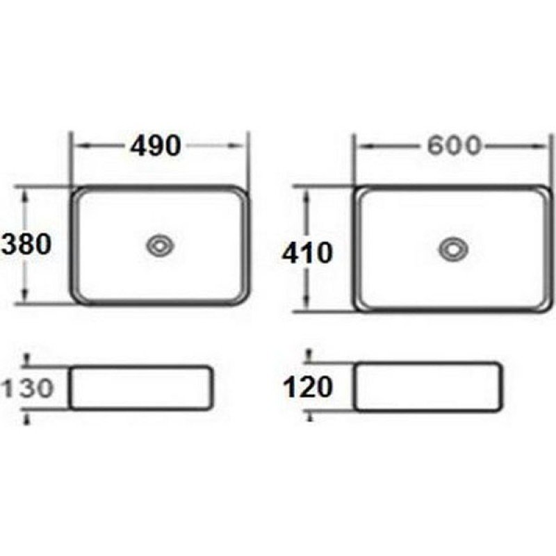 KLP Plus Επικαθήμενος Νιπτήρας 444902 Πορσελάνης 60x41cm Λευκός (3 άτοκες δόσεις)