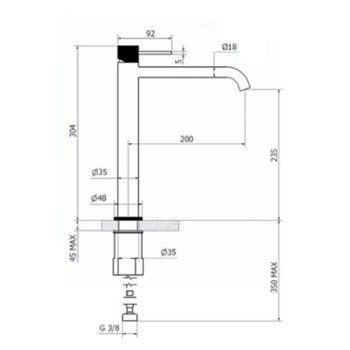 Teorema Lab Μπαταρία Νιπτήρα υψηλή επιτραπέζια Inox  213411