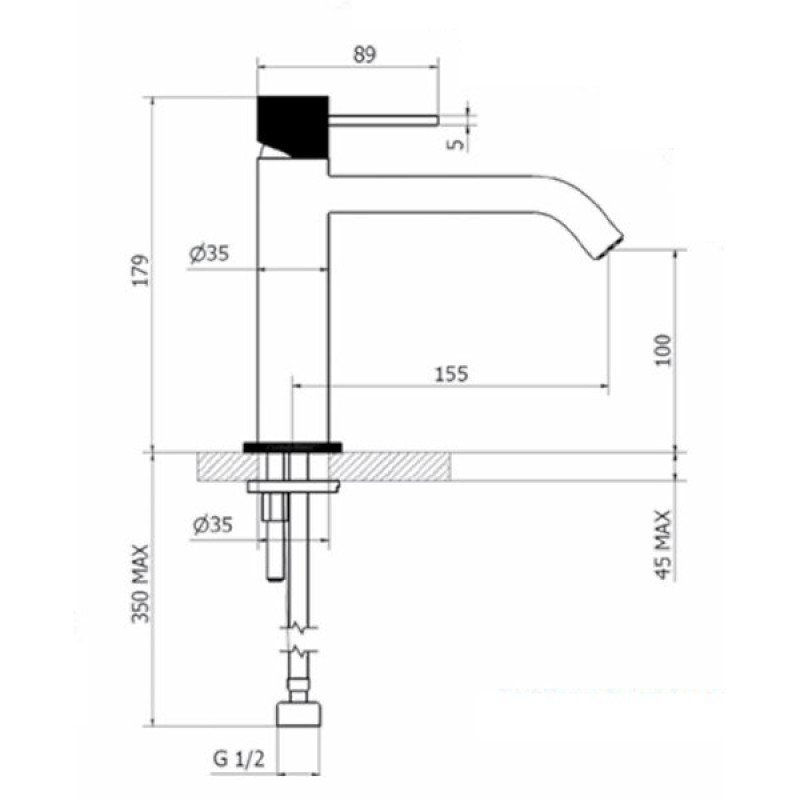Μπαταρία Νιπτήρα υψηλή Teorema Lab  933511 CHROME