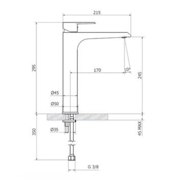 Teorema Velvet Μπαταρία Νιπτήρα υψηλή επιτραπέζια Inox 214111