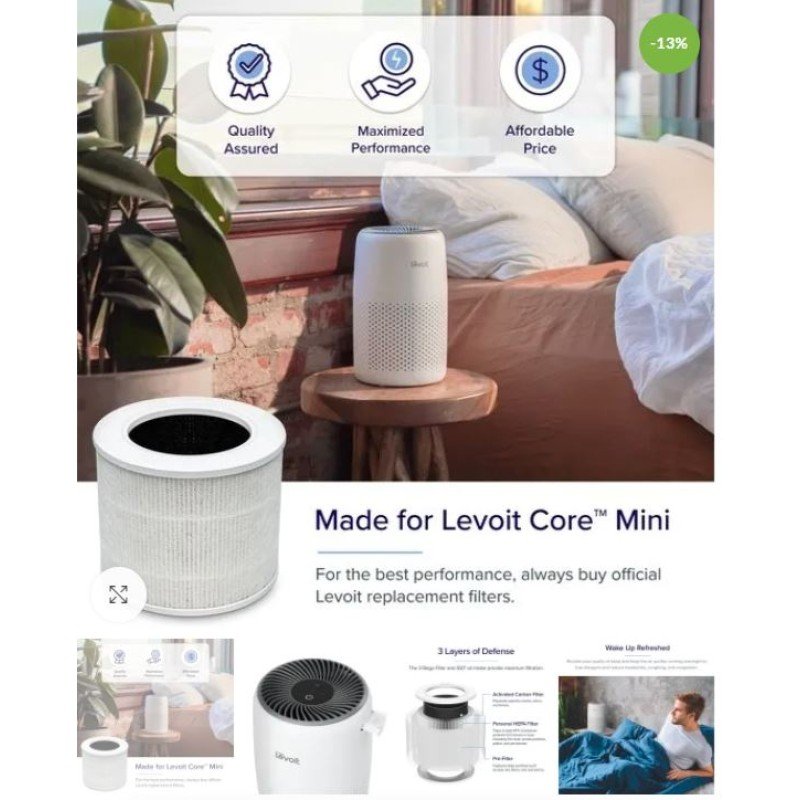 Levoit Core MIni Καθαριστής Αέρα, 16㎡ (3 άτοκες δόσεις)