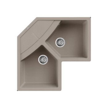 Elleci Unico Corner Ένθετος Νεροχύτης Γωνιακός από Συνθετικό Γρανίτη Μ83xΠ83cm Tortora G43