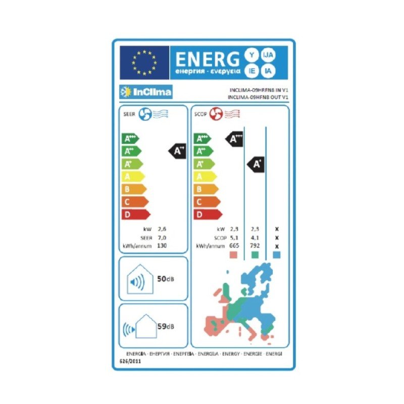 Inclima By Midea INCLIMA-12HRFN8 V1 Κλιματιστικό Inverter 12000 BTU A++/A+++ με Ιονιστή και WiFi Ready