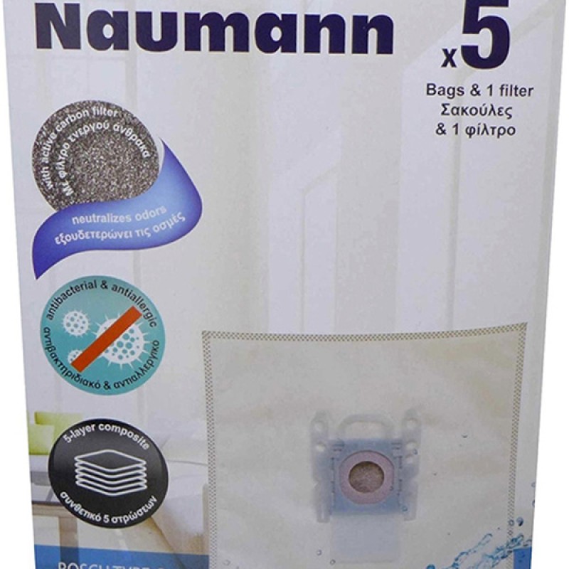 Naumann 3700394503886 Σακούλες Σκούπας 5τμχ Συμβατή με Σκούπα Bosch / Siemens 