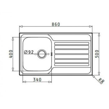 Maidsinks Fedra (86x50) 1Β 1D Inox Λείος Ενθετος Νεροχύτης 100185301 (3 άτοκες δόσεις)