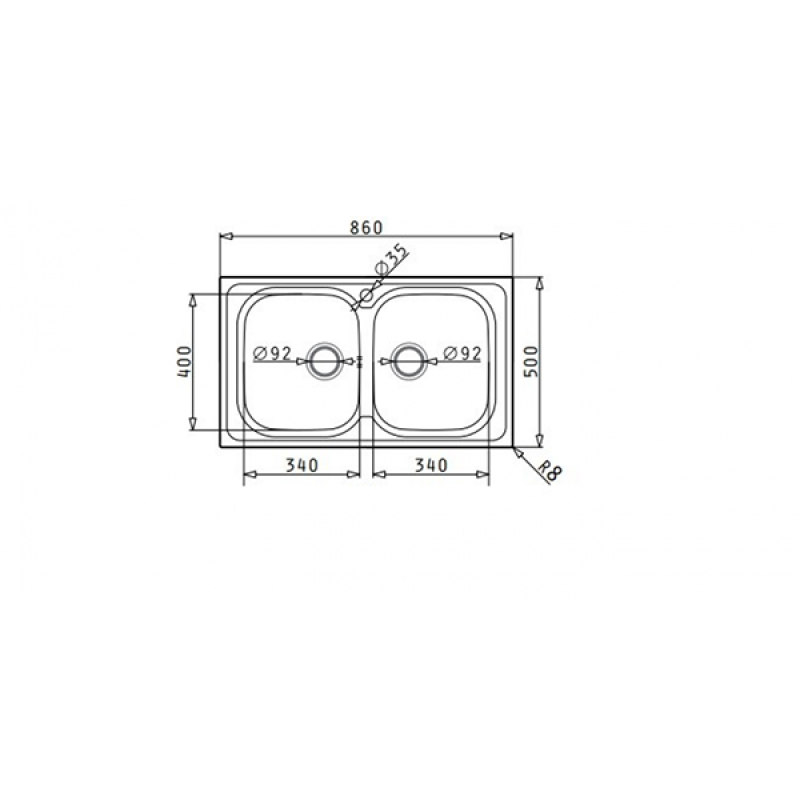 Maidsinks Fedra (86x50) 2Β Inox Ένθετος Νεροχύτης 107162501 (3 άτοκες δόσεις)