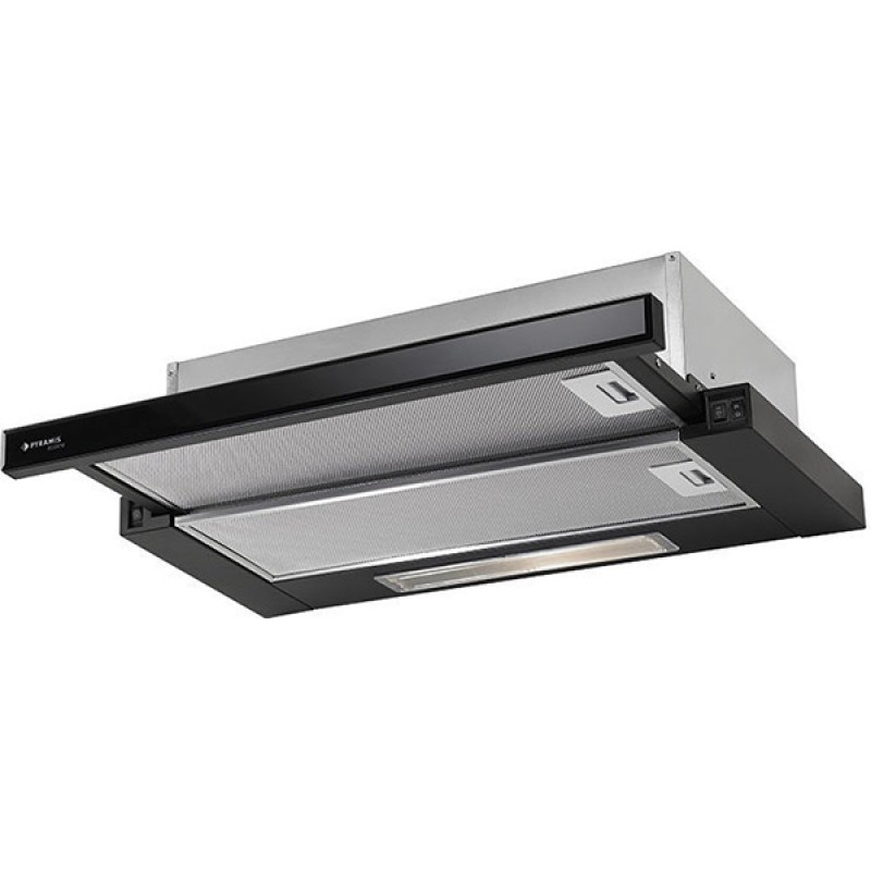 Pyramis Ecoline 60 Απορροφητήρας Συρόμενος 60cm Inox με Μαύρο Γυαλί 065032801 