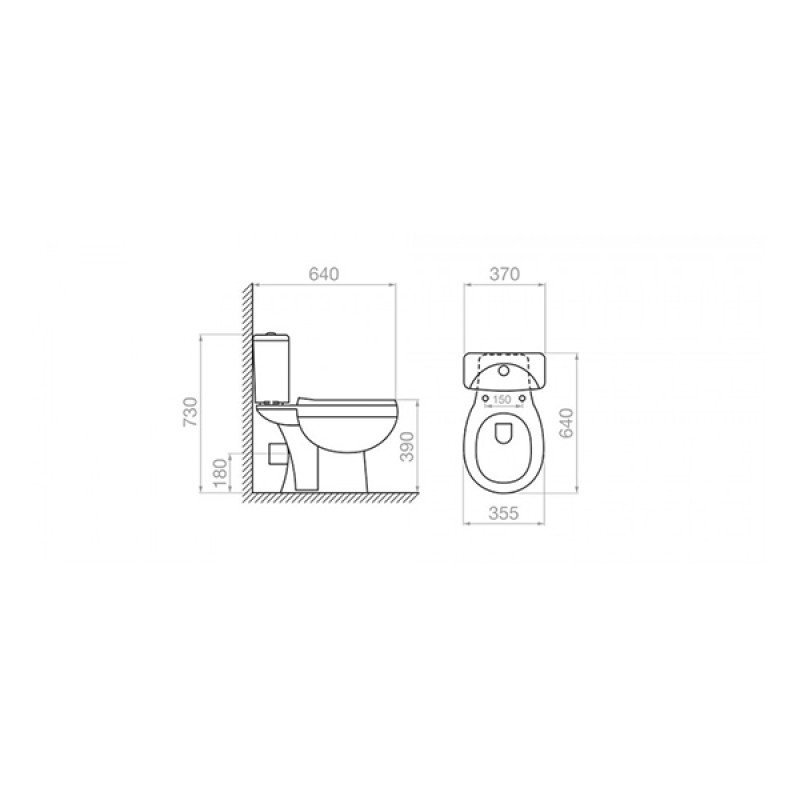 Pyramis Dilos Universal 023018401 Λεκάνη P-trap Με Καπάκι και Καζανάκι Soft Close (3 άτοκες δόσεις)