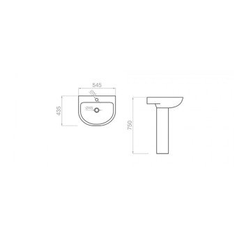 Pyramis Drenia 023016401 545x435x860mm Νιπτήρας με κολόνα  (3 άτοκες δόσεις)