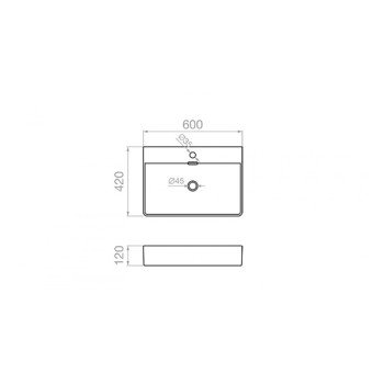 Pyramis Nolana 023017001 600x420x120mm Επικαθήμενος Νιπτήρας (3 άτοκες δόσεις)