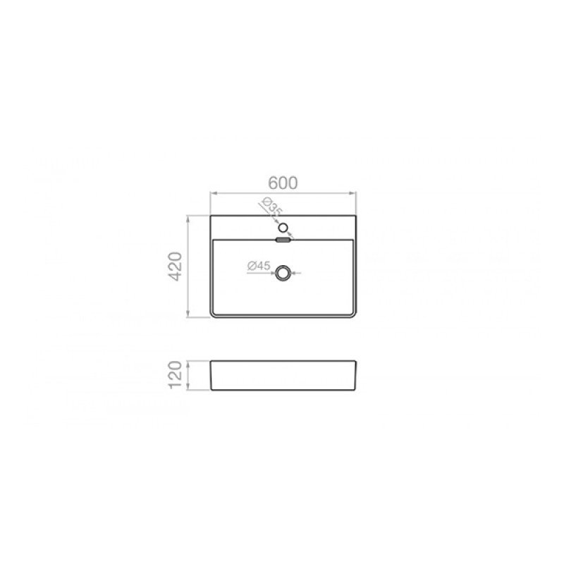 Pyramis Nolana 023017001 600x420x120mm Επικαθήμενος Νιπτήρας (3 άτοκες δόσεις)