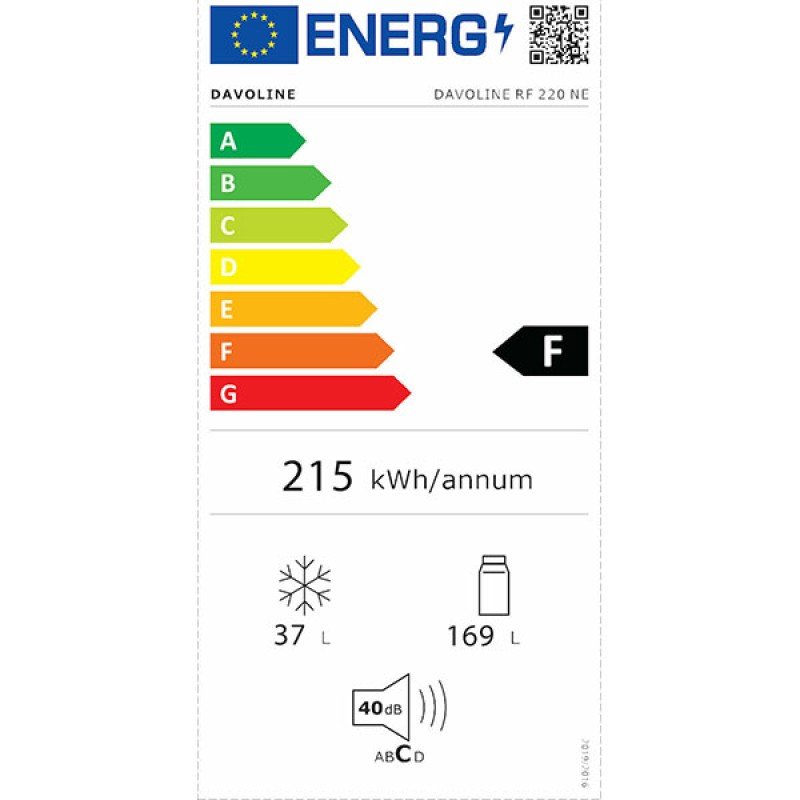Davoline RF 220 NE Ψυγείο Δίπορτο 206lt White Υ143xΠ54.5xΒ55.5cm (3 άτοκες δόσεις)