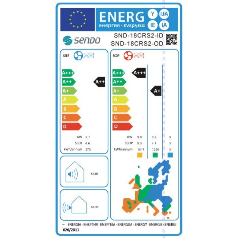 Sendo Cronus 2 SND - 18/CRS2 Κλιματιστικό Τοίχου Inverter 18.000 btu A++/A+++ με Wi-Fi & Ιονιστή ( 3 Άτοκες δόσεις ) 