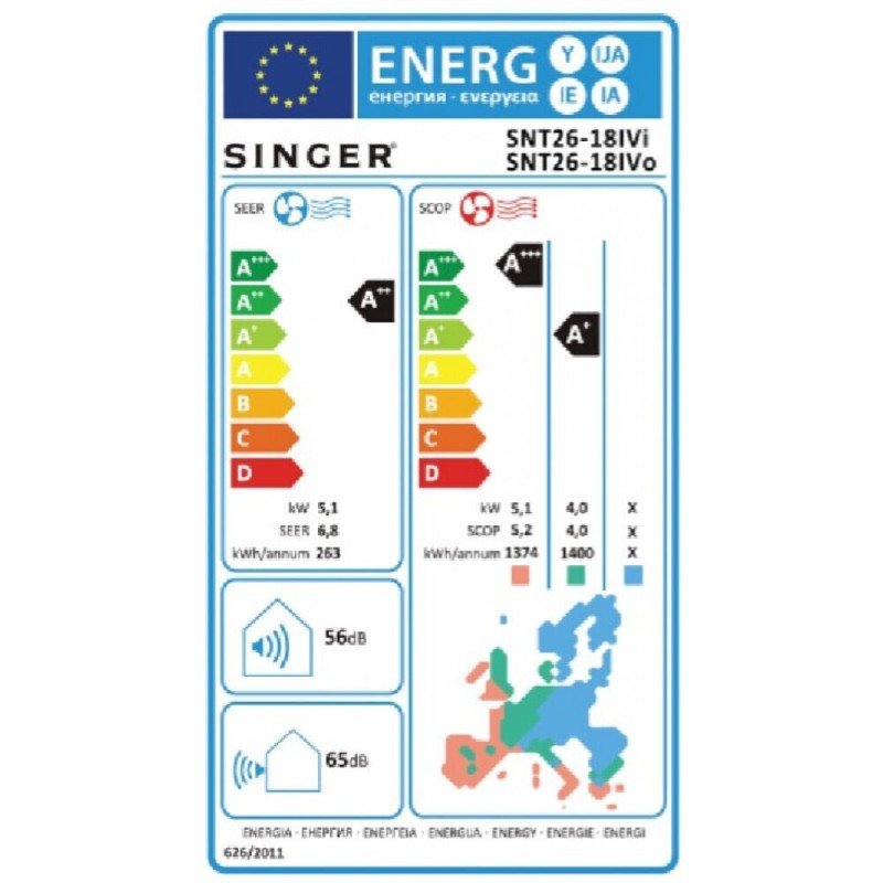 Singer SNT26-18IVi/SNT26-18IVο DC Κλιματιστικό Inverter 18000 BTU A++/A+++ με Τεχνητή Νοημοσύνη με ΅WIFI