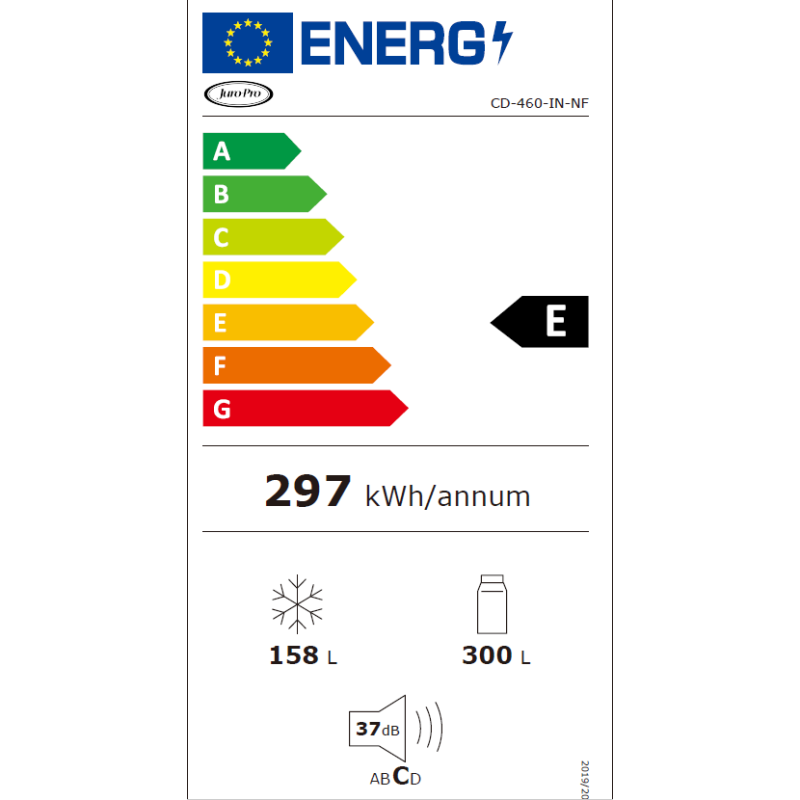 Juro-Pro CD-460-IN-NF Ψυγειοκαταψύκτης 4 Πορτών French Door 460Lt No Frost Inverter Inox 192x79x60cm