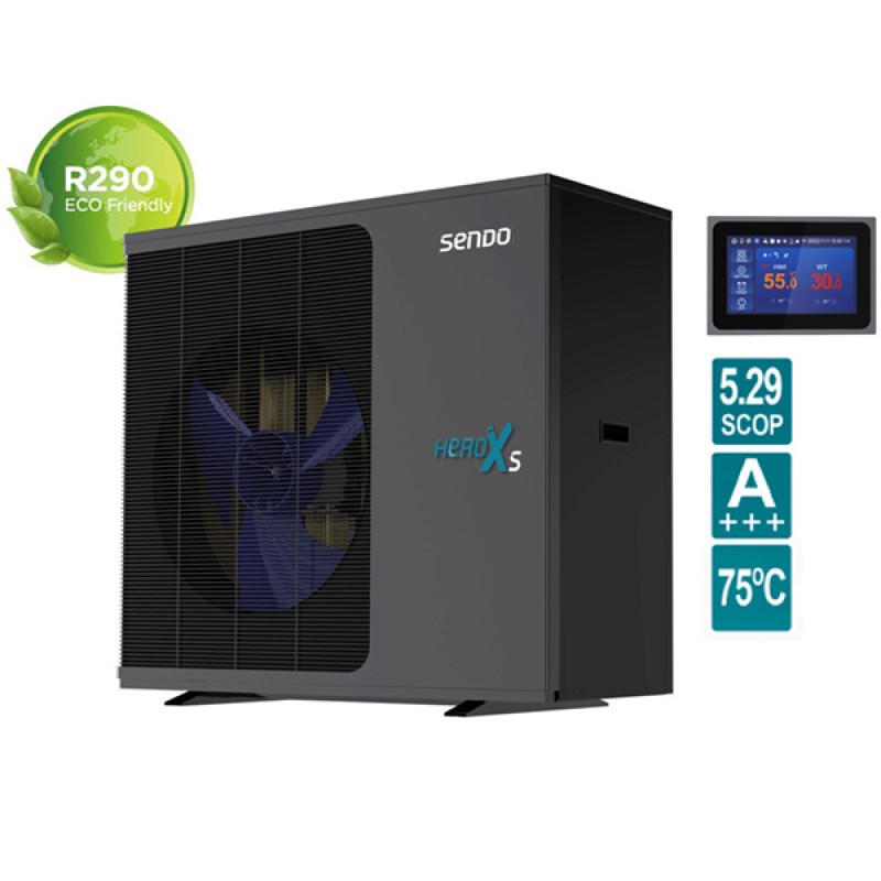 Sendo HeroXS SHP-15HXSP1 Αντλία Θερμότητας Μονοφασική 15kW 75°C Α+++ R290 1080x480x1060mm (3 άτοκες δόσεις)