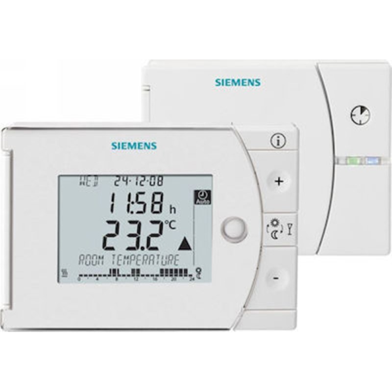 Siemens REV24RF Set Έξυπνος Ημερήσιος Χρονοθερμοστάτης Χώρου Με Ελληνικό Μενού Θέρμανσης/Ψύξης Ασύρματος  