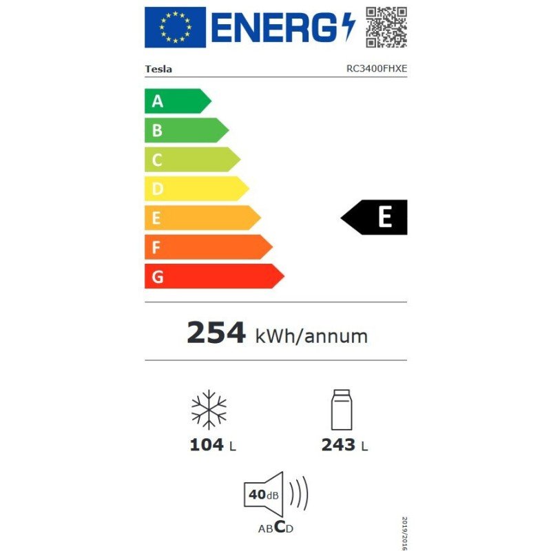 Tesla RC3400FHXE Ψυγειοκαταψύκτης 347lt NoFrost Υ195xΠ60xΒ68.5cm Inox  