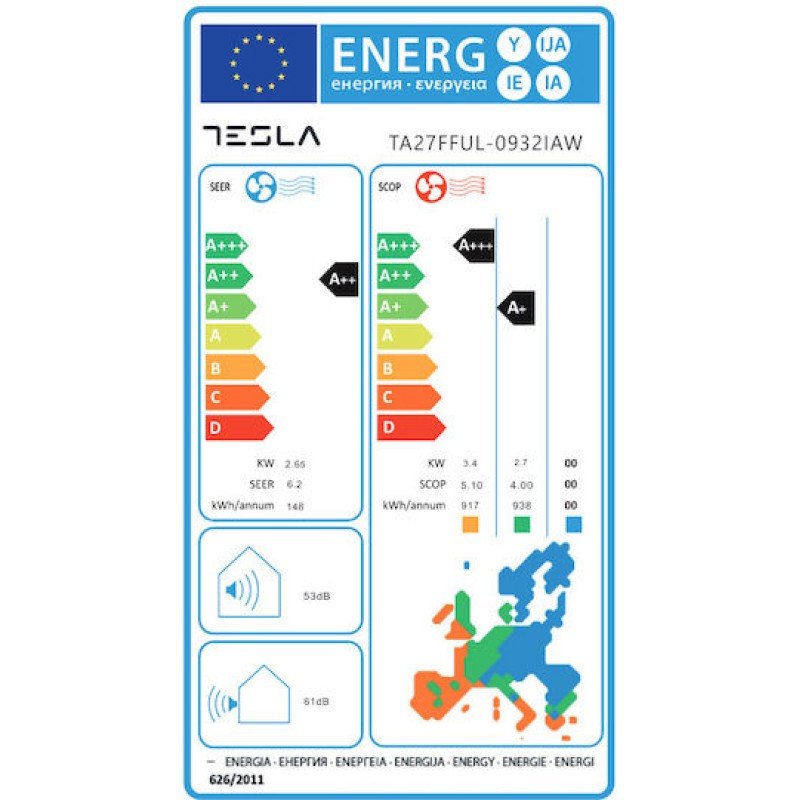 Tesla Select Κλιματιστικό Inverter 9000 BTU A++/A+ με WiFi