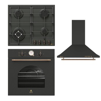 Thermogatz Φούρνος Ηλεκτρικός TGS 5522 BL Rustic + Εστίες Αερίου TGS 9511 BL Rustic + Απορροφητήρας TGS 950 BL Rustic (3 άτοκες δόσεις)