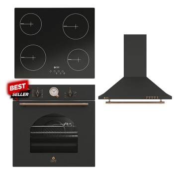 Thermogatz Φούρνος Ηλεκτρικός TGS 5522 BL Rustic + Εστίες Ηλεκτρικές TGS 6040 GL + Απορροφητήρας TGS 950 BL Rustic (3 άτοκες δόσεις)