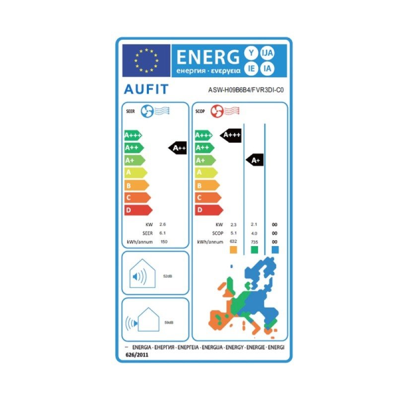 Aufit FV09K Κλιματιστικό Inverter 9000 BTU A++/A+++ με Ιονιστή WiFi και 10 χρόνια εγγύηση
