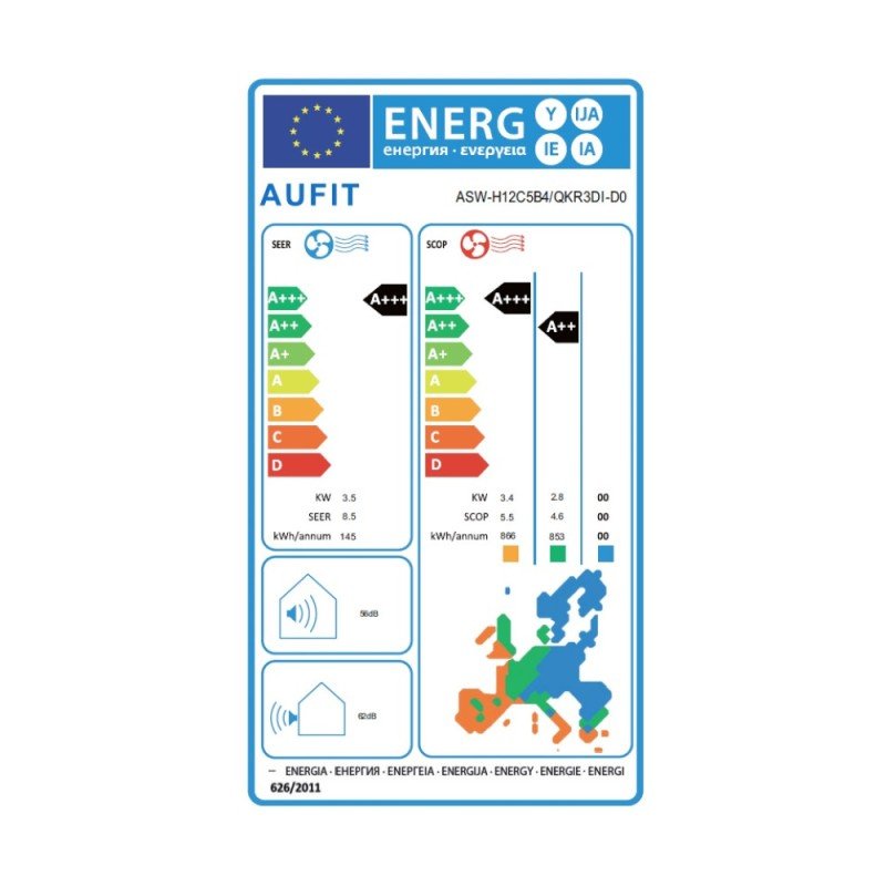 Aufit QK12K Κλιματιστικό Inverter 12000 BTU A+++/A+++ με Ιονιστή WiFi και 10 χρόνια εγγύηση