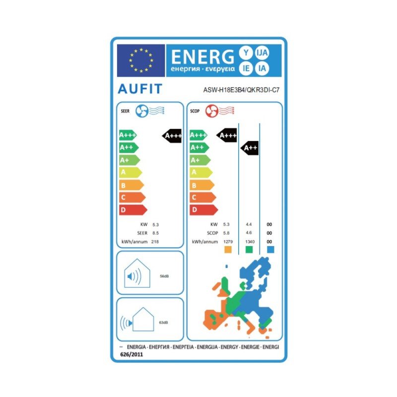 Aufit QK18K Κλιματιστικό Inverter 18000 BTU A+++/A+++ με Ιονιστή WiFi και 10 χρόνια εγγύηση