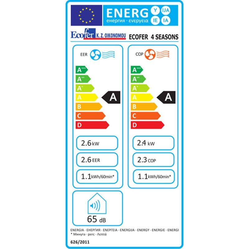 Ecofer 4 Seasons Φορητό Κλιματιστικό  9.000BTU Ψύξης/Θέρμανσης με Ιονιστή  