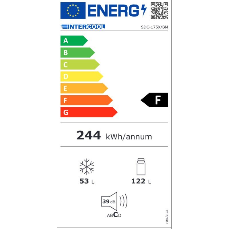 Intercool SDC-175X/BM Ψυγειοκαταψύκτης 175lt Υ143xΠ49.5xΒ56.2εκ. Λευκό (3 άτοκες δόσεις)