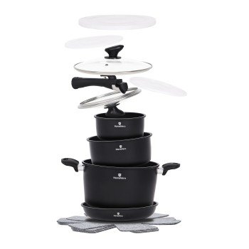 HomeVero 13pcs Carbon Steel Cookware Set Black HV-1013B