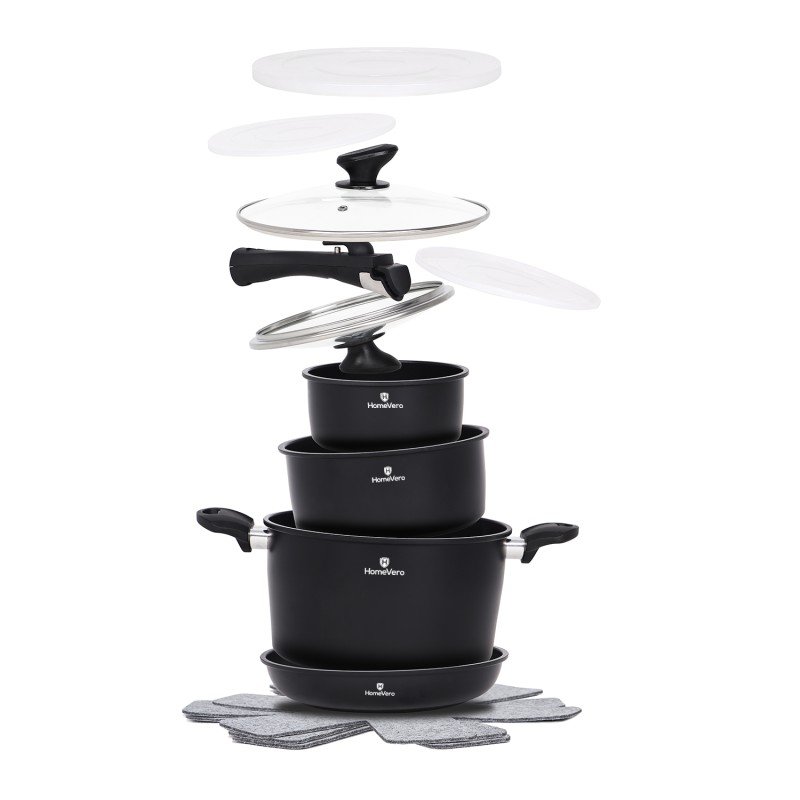 HomeVero 13pcs Carbon Steel Cookware Set Black HV-1013B