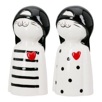 Figure Cat Porcelain White 2 Assorted 6X5X12Cm 6X5X12Cm
