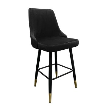 Σκαμπό Bar ArteLibre COBB Με Πλάτη Μαύρο Βελούδο/Μέταλλο 49x53x100cm
