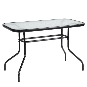 Τραπέζι Κήπου ArteLibre VULCAN Μαύρο Μέταλλο/Γυαλί 110x60x70cm
