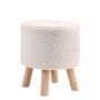 Σκαμπό ArteLibre CATTLEYA Με Ξύλινα Πόδια Λευκό Ύφασμα Cashmere 35x35x40cm