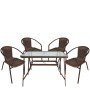 Σετ Τραπεζαρία Κήπου ArteLibre SUN Καφέ Rattan/Γυαλί/Μέταλλο Με 4 Πολυθρόνες 14990532