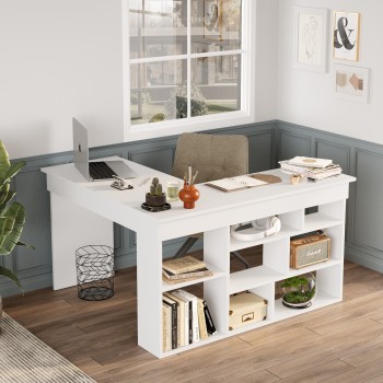 Γραφείο ArteLibre FELTHAM Λευκό Μοριοσανίδα 115x120x72cm Γραφείο ArteLibre FELTHAM Λευκό Μοριοσανίδα 115x120x72cm