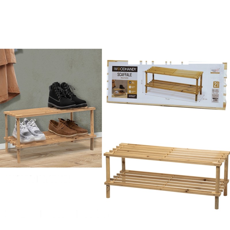 Ράφι Παπουτσιών WoodHandy Καφέ Ξύλο 74x26x30cm 2Τμχ